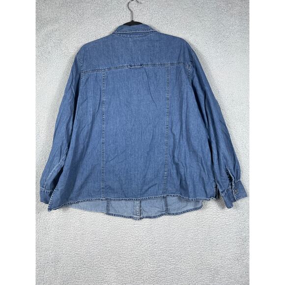 Club Z Denim Women's Christmas Denim Button Up Embroidered Stocking Size 2X - Picture 2 of 12